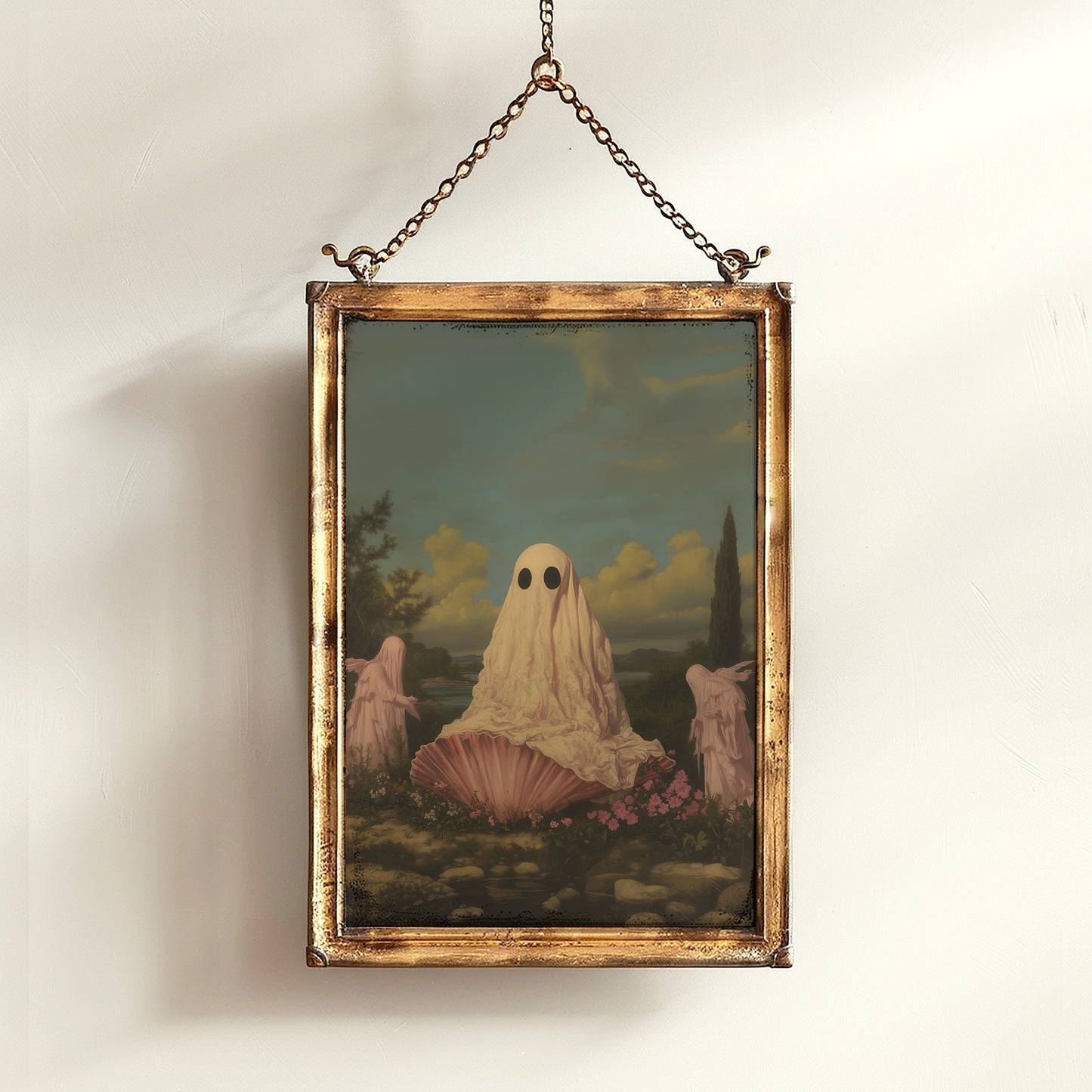 Cute Birth Of A Ghost Poster, Halloween Art Print, Dark Academia Decor, Vintage Fall Decor, Whimsical Spooky Gothic Aesthetic
