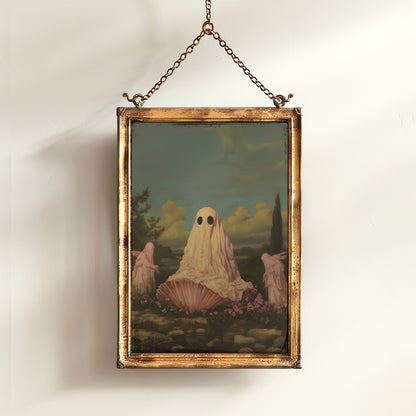 Cute Birth Of A Ghost Poster, Halloween Art Print, Dark Academia Decor, Vintage Fall Decor, Whimsical Spooky Gothic Aesthetic