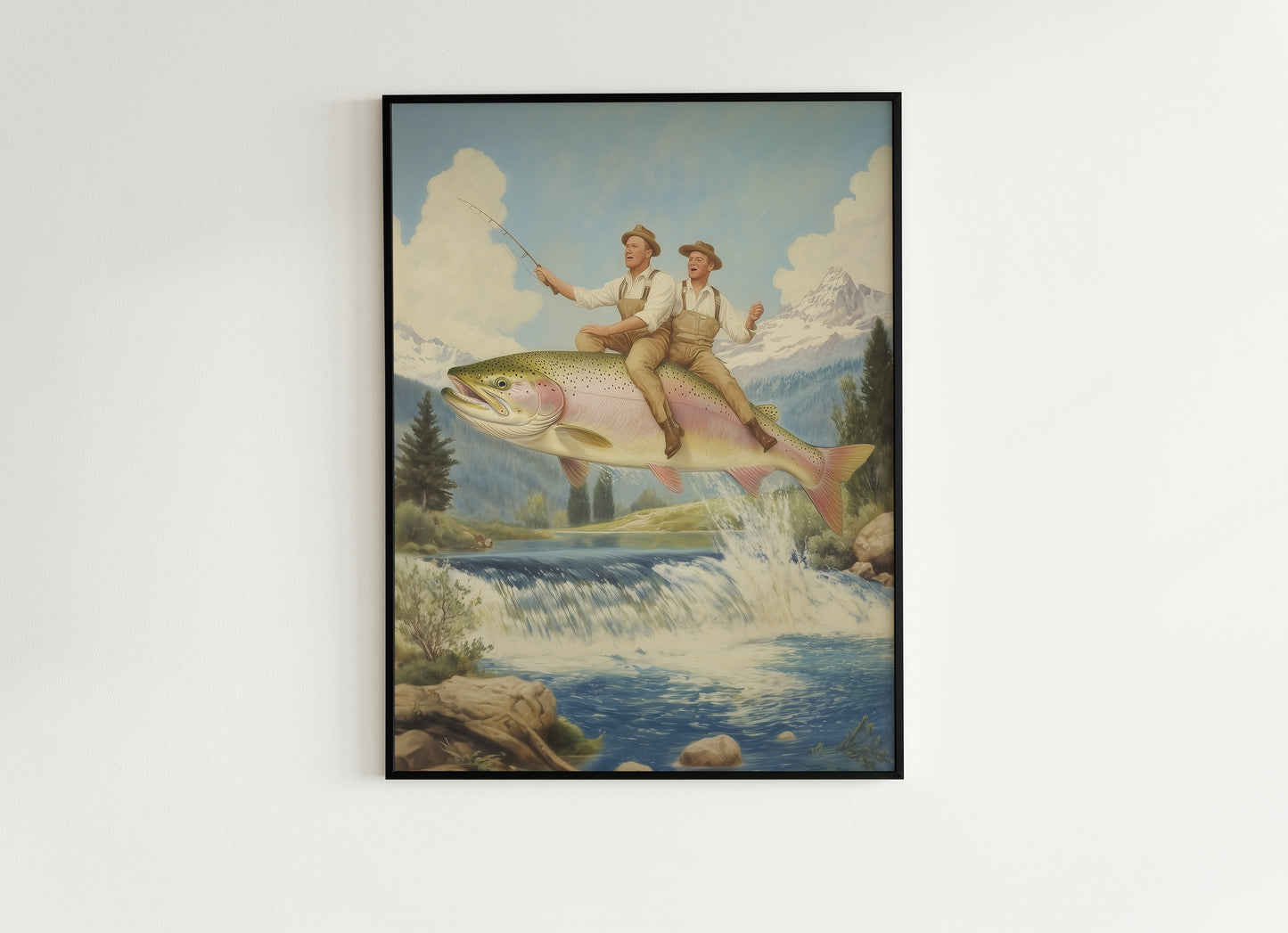 Carpe Diem, Surreal Fishing Art, Quirky Dark Humor Illustration, Funny Meme Wall Art, Cottagecore Room Decor, Whimsigoth Animal Lover Gift