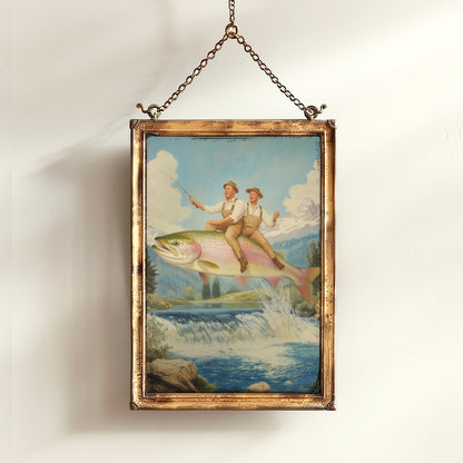 Carpe Diem, Surreal Fishing Art, Quirky Dark Humor Illustration, Funny Meme Wall Art, Cottagecore Room Decor, Whimsigoth Animal Lover Gift