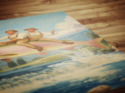 Carpe Diem, Surreal Fishing Art, Quirky Dark Humor Illustration, Funny Meme Wall Art, Cottagecore Room Decor, Whimsigoth Animal Lover Gift