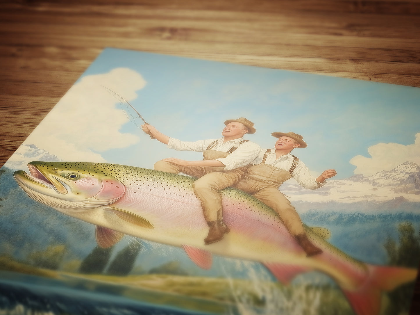 Carpe Diem, Surreal Fishing Art, Quirky Dark Humor Illustration, Funny Meme Wall Art, Cottagecore Room Decor, Whimsigoth Animal Lover Gift