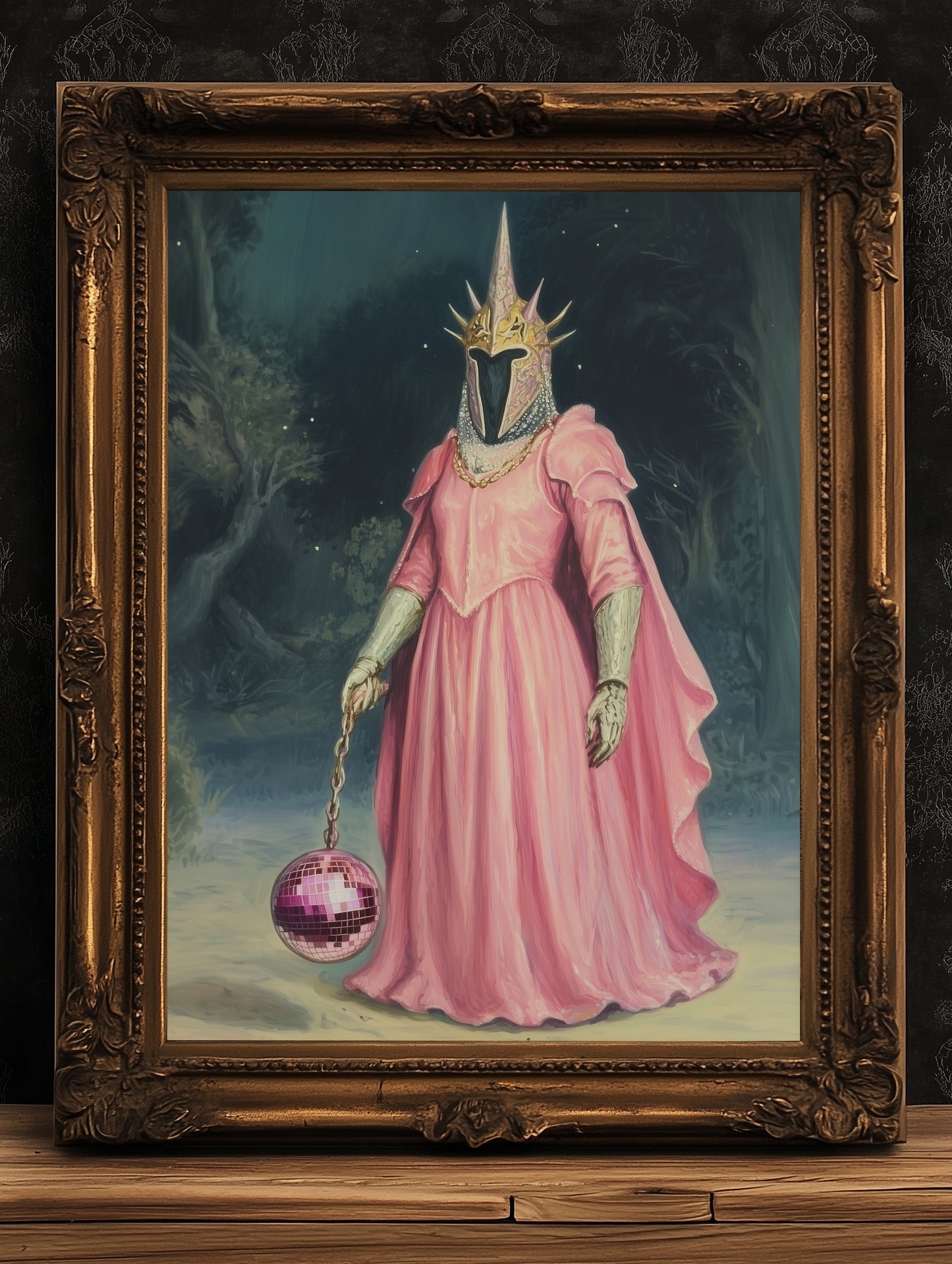 Whimsigoth Pink Witch King Wall Art Print, Gothic Fantasy Renfaire Poster, LOTR Fanart Halloween Decor, Dark Academia Witchy Decor