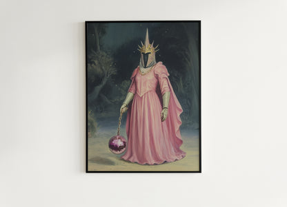 Whimsigoth Pink Witch King Wall Art Print, Gothic Fantasy Renfaire Poster, LOTR Fanart Halloween Decor, Dark Academia Witchy Decor