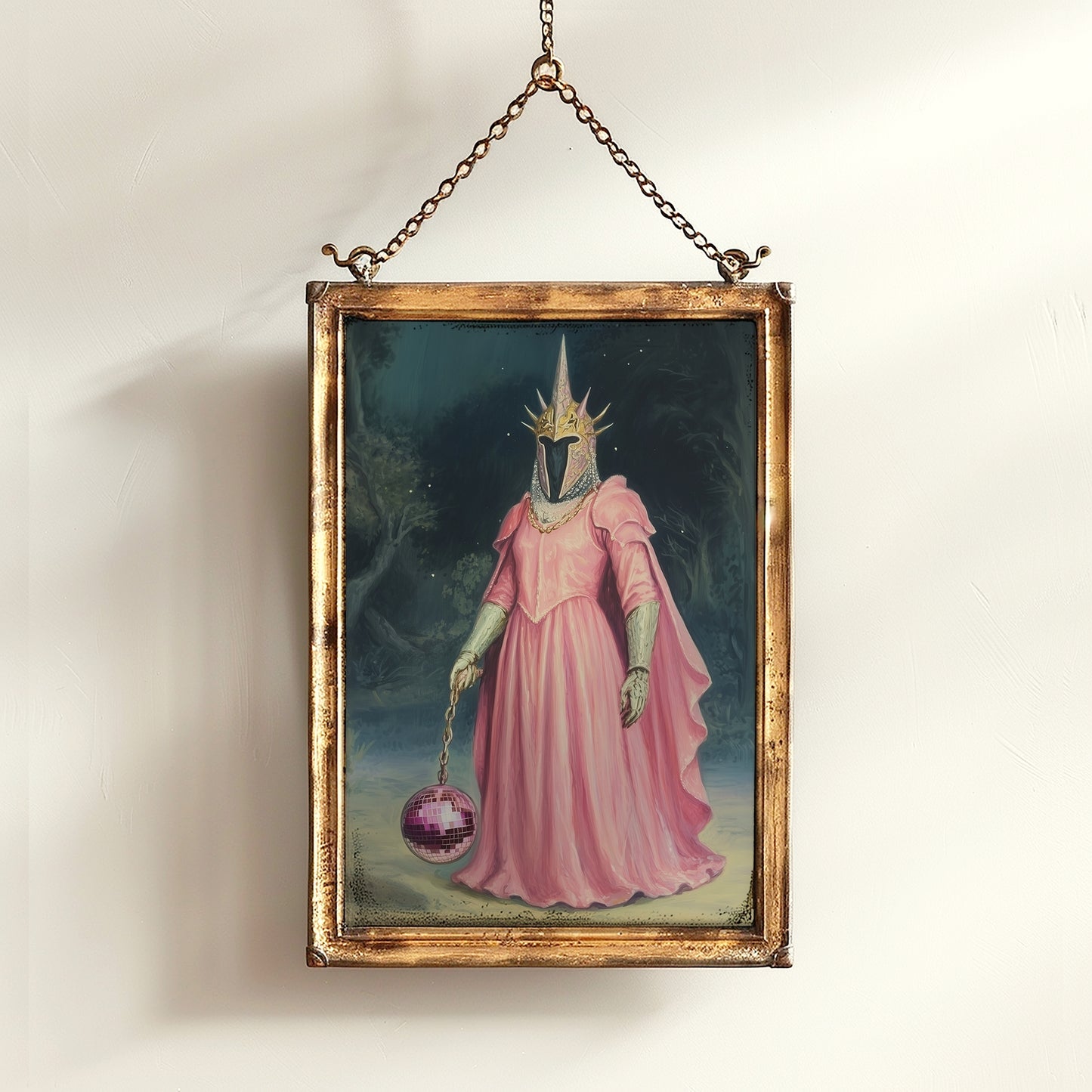 Whimsigoth Pink Witch King Wall Art Print, Gothic Fantasy Renfaire Poster, LOTR Fanart Halloween Decor, Dark Academia Witchy Decor