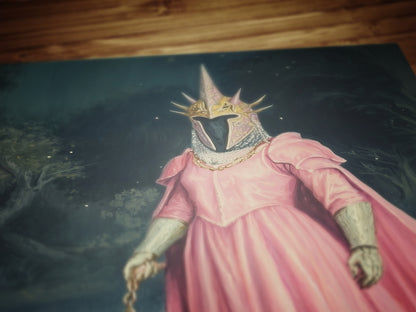 Whimsigoth Pink Witch King Wall Art Print, Gothic Fantasy Renfaire Poster, LOTR Fanart Halloween Decor, Dark Academia Witchy Decor