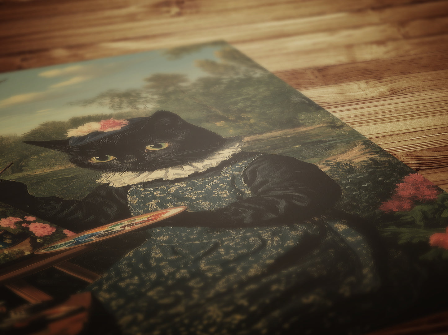 Catticelli, Funny Victorian Cat Painter Art Print, Gothic Cottagecore Poster, Whimsigoth Decor, Vintage Lovers and Soft Weirdcore Aesthetic