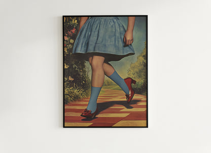 Vintage Wizard of Oz Dorothy Wall Art Print, Ruby Slippers, Classic Hollywood film print, Retro Wizard Of Oz Poster
