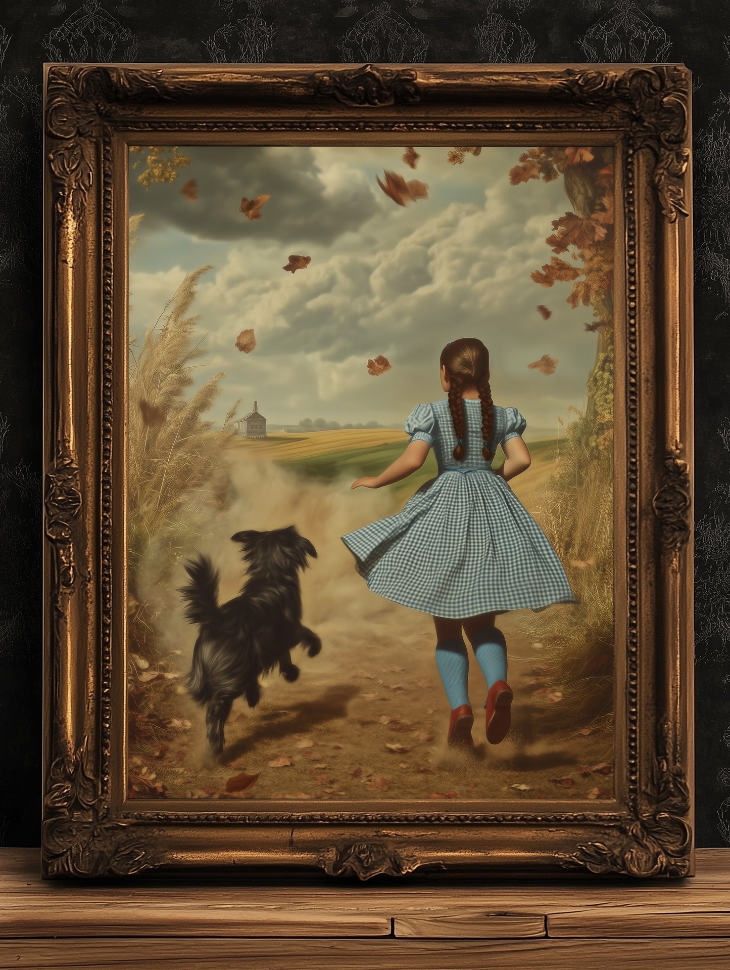 It's A Twister Poster, Wizard of Oz Wall Art Print, Dorothy and Toto Running Through Fields, Stormy Kansas Sky, Wizard Of Oz Gifts