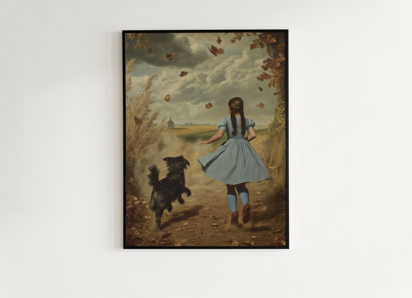 It's A Twister Poster, Wizard of Oz Wall Art Print, Dorothy and Toto Running Through Fields, Stormy Kansas Sky, Wizard Of Oz Gifts