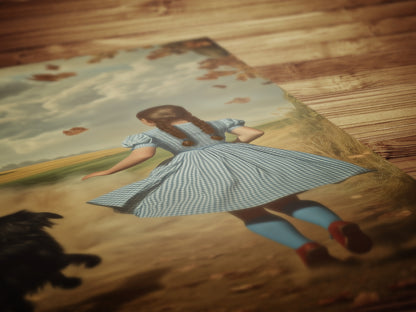 It's A Twister Poster, Wizard of Oz Wall Art Print, Dorothy and Toto Running Through Fields, Stormy Kansas Sky, Wizard Of Oz Gifts