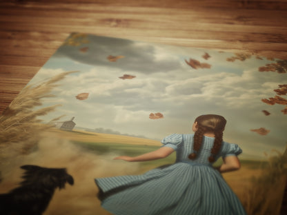 It's A Twister Poster, Wizard of Oz Wall Art Print, Dorothy and Toto Running Through Fields, Stormy Kansas Sky, Wizard Of Oz Gifts