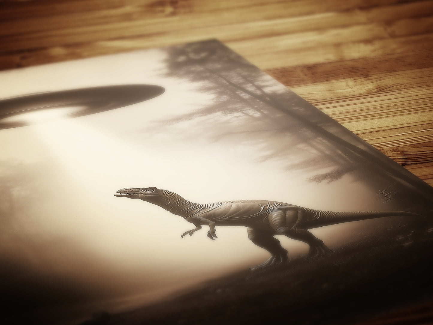 T-Rex Dinosaur Abducted by UFO, Cottagecore Poster, Art Poster Print, Dark Academia, Gothic Spooky, Halloween Art, Spooky Space, Sci fi