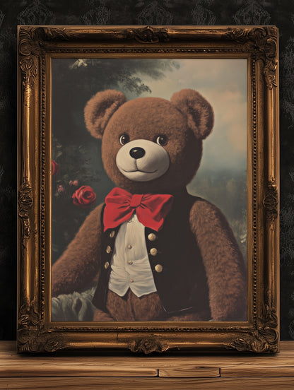 Vintage Nursery Toy Teddy Bear Sketch, Gender Neutral Wall Art Printable, Vintage Illustration, Baby Room Decor