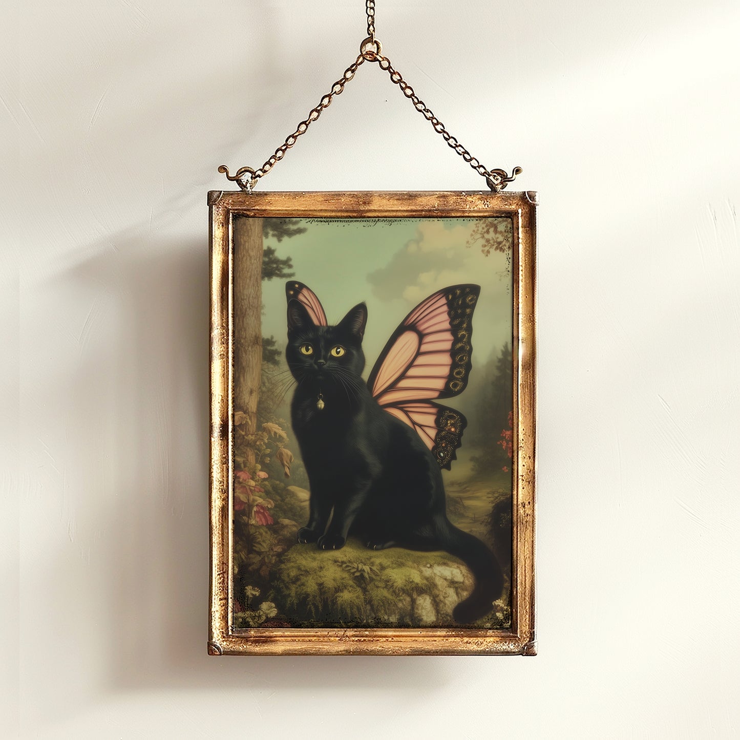 Catterfly, Whimsical Black Cat Fairy Wall Art, Cat Lovers Gift, Vintage Victorian Gothic Poster Prints, Cute Weird items Dark Academia Decor