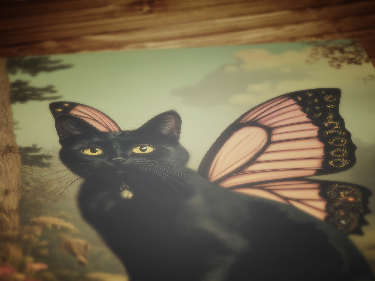Catterfly, Whimsical Black Cat Fairy Wall Art, Cat Lovers Gift, Vintage Victorian Gothic Poster Prints, Cute Weird items Dark Academia Decor