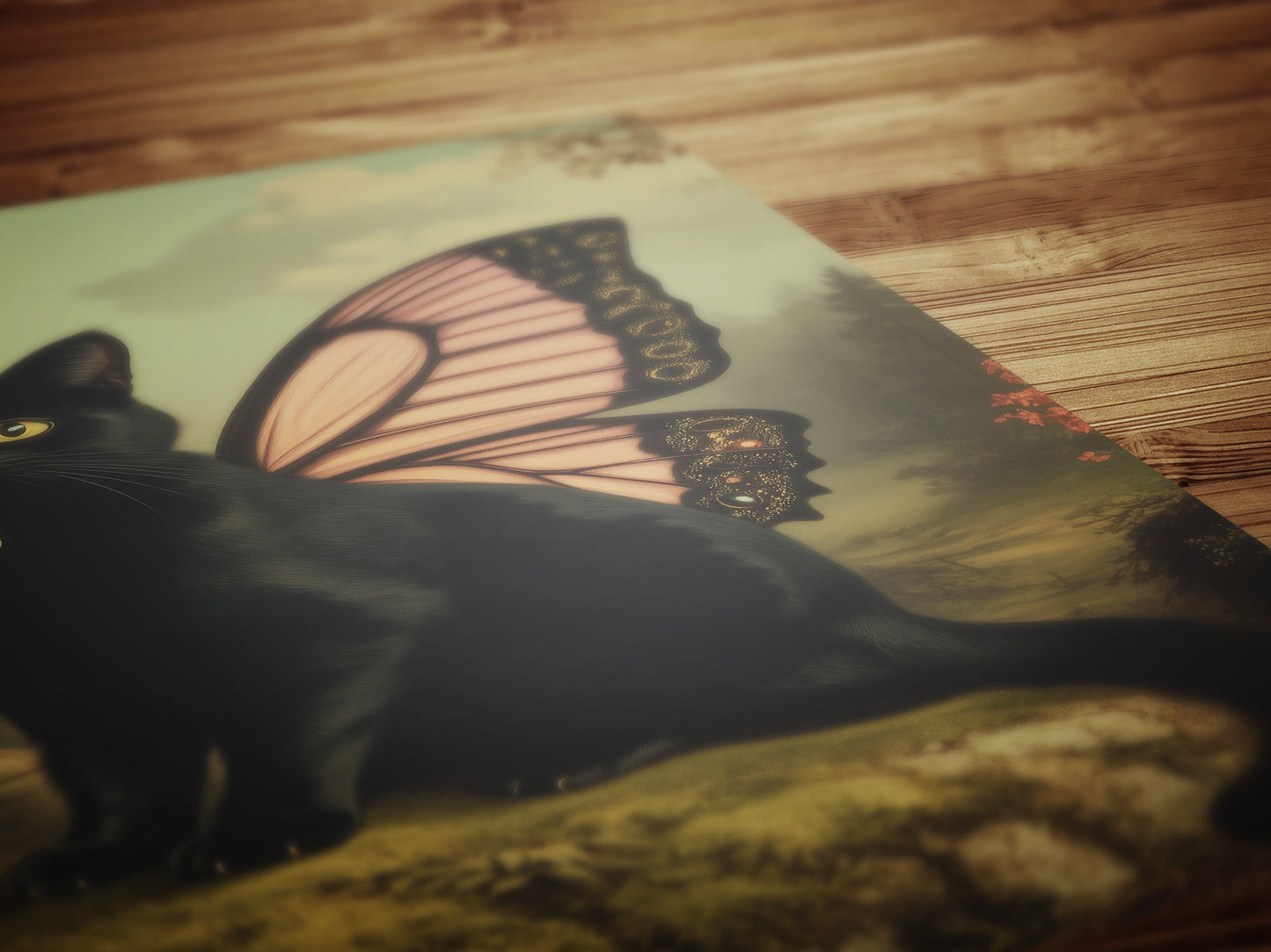 Catterfly, Whimsical Black Cat Fairy Wall Art, Cat Lovers Gift, Vintage Victorian Gothic Poster Prints, Cute Weird items Dark Academia Decor