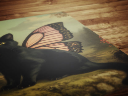 Catterfly, Whimsical Black Cat Fairy Wall Art, Cat Lovers Gift, Vintage Victorian Gothic Poster Prints, Cute Weird items Dark Academia Decor