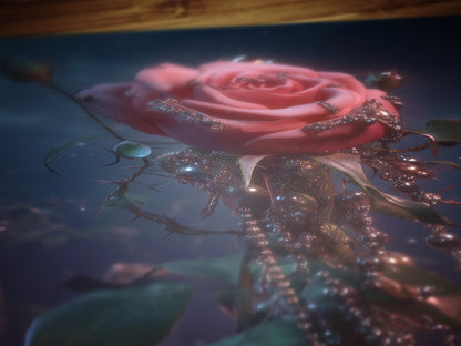 Enchanted Pink Rose Garden Print, Gothic Floral Wall Art, Dark Cottagecore Romantic Poster, Whimsigoth Decor, Dark Academia Home Interiors