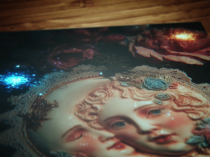 Whimsical Sun And Crescent Moon Print, 90s Whimsigoth Decor, Celestial Magical Home Decor, Sun Moon Poster, Cosy Witchy Print