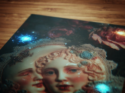 Whimsical Sun And Crescent Moon Print, 90s Whimsigoth Decor, Celestial Magical Home Decor, Sun Moon Poster, Cosy Witchy Print