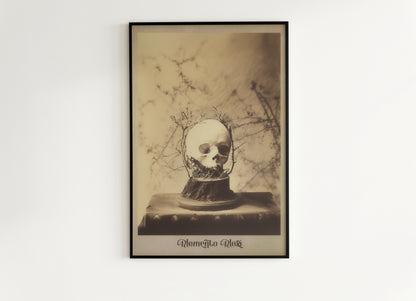 Memento Mori Art Print, Vintage Skull Wall Art, Vanitas Skull and Flowers Poster, Gothic Home Decor, Victorian Botanical Macarbre Postcard
