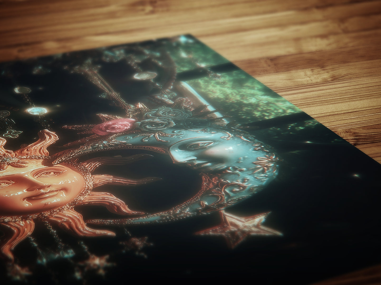 Whimsical Sun And Moon Print, 90s Whimsigoth Decor, Celestial Magical Home Decor, Sun Moon Poster, Cosy Witchy Print