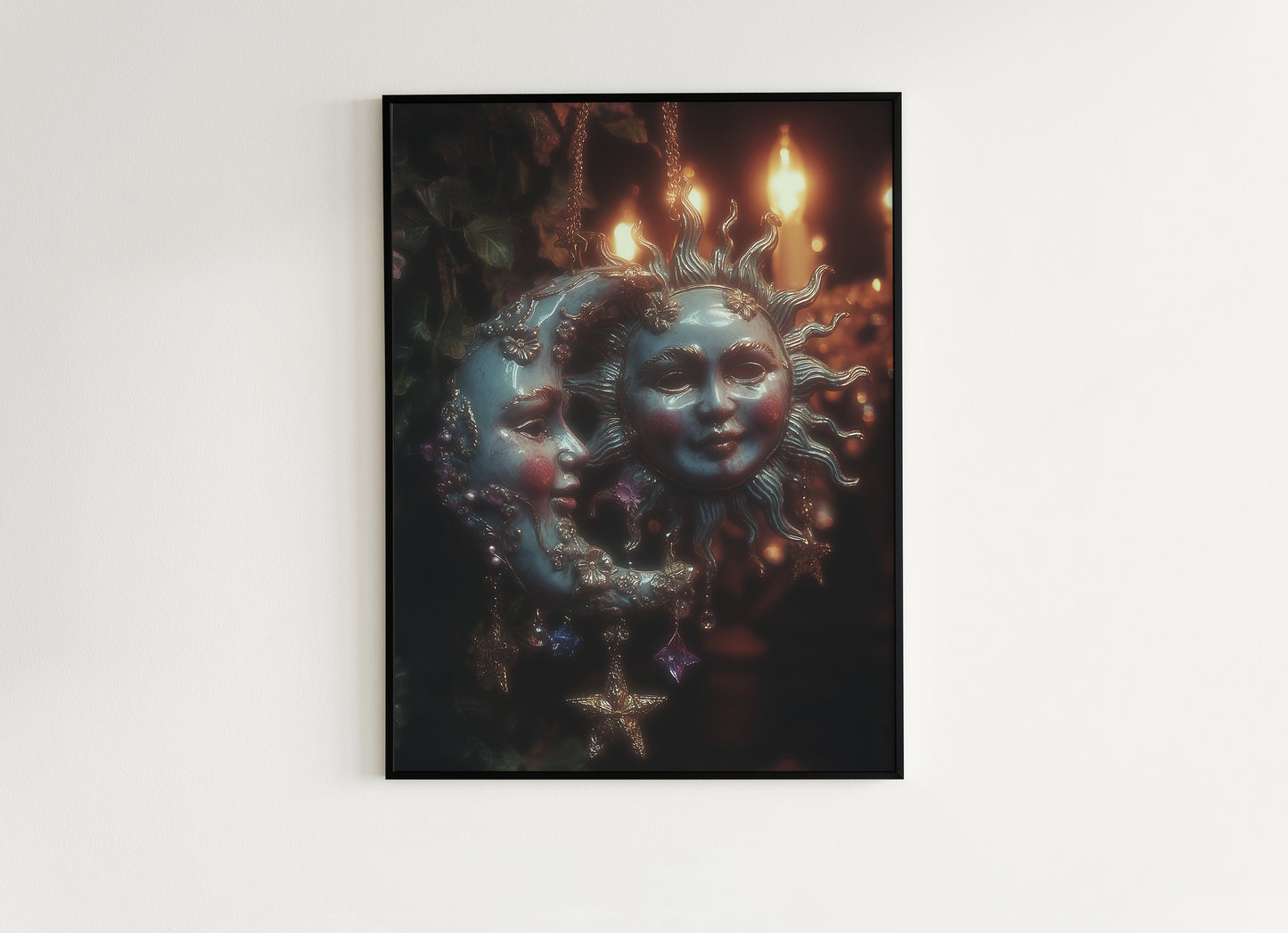 Dark Whimsical Sun And Moon Print