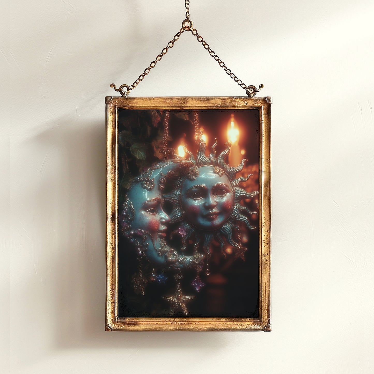 Dark Whimsical Sun And Moon Print