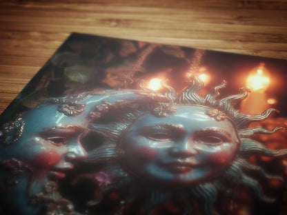 Dark Whimsical Sun And Moon Print