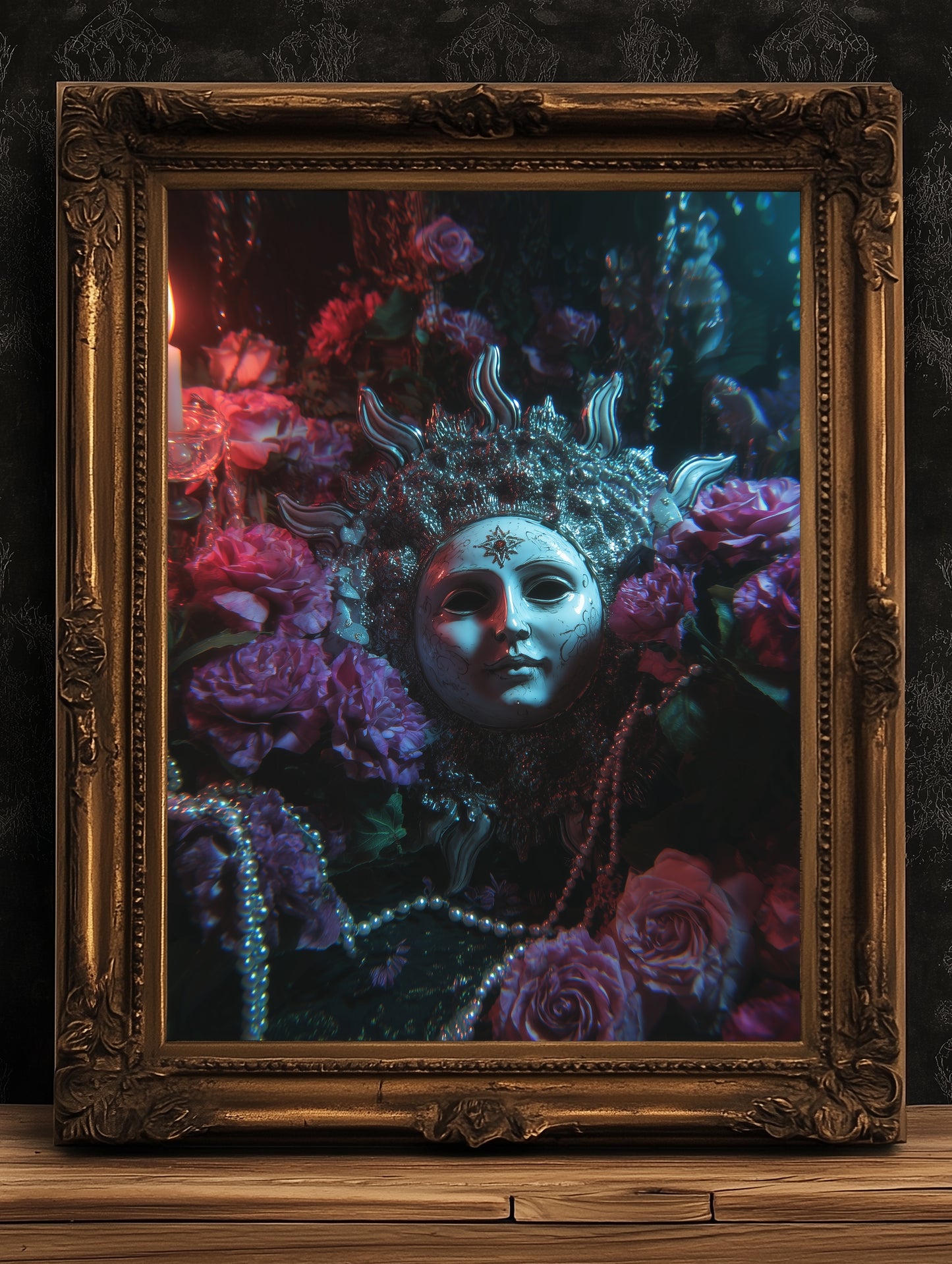 Dark Whimsical Sun Art Print, 90s Whimsigoth Decor, Celestial Magical Home Decor, Sun & Moon Poster, Cosy Witchy Print