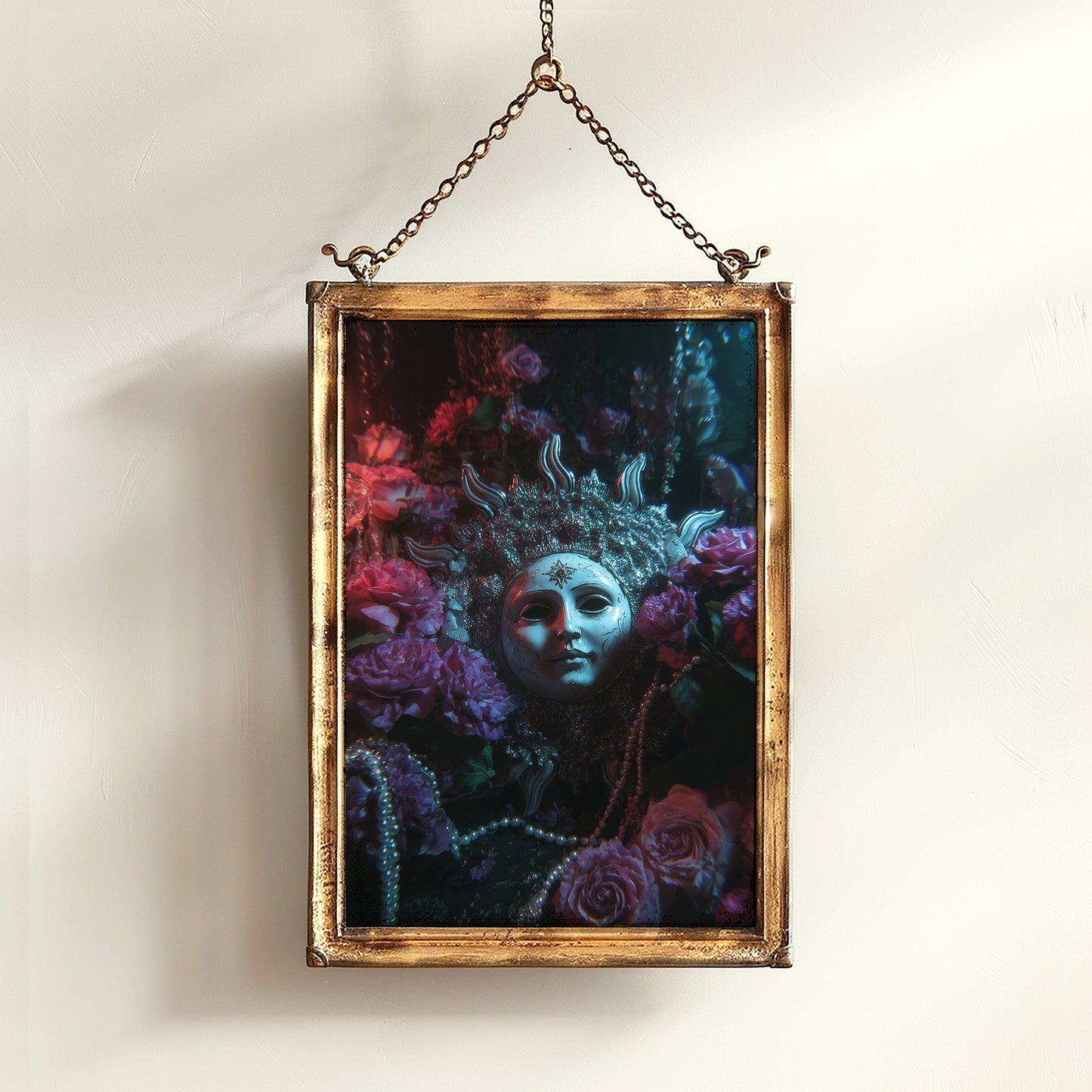 Dark Whimsical Sun Art Print, 90s Whimsigoth Decor, Celestial Magical Home Decor, Sun & Moon Poster, Cosy Witchy Print