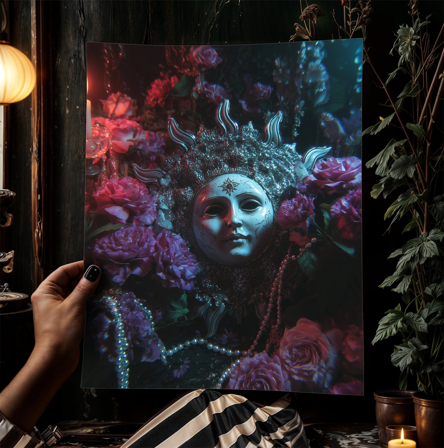 Dark Whimsical Sun Art Print, 90s Whimsigoth Decor, Celestial Magical Home Decor, Sun & Moon Poster, Cosy Witchy Print