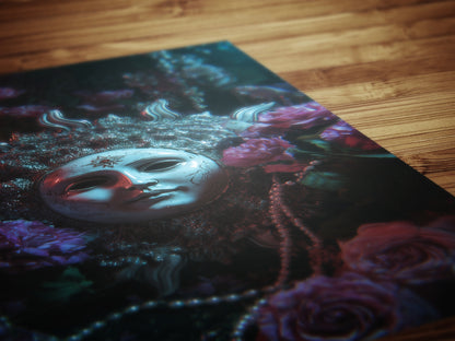 Dark Whimsical Sun Art Print, 90s Whimsigoth Decor, Celestial Magical Home Decor, Sun & Moon Poster, Cosy Witchy Print