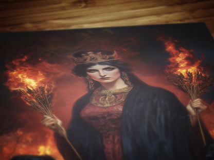 Hecate Greek Mythology Poster, Triple Moon Greek Goddess Print, Whimsigoth Decor Hekate Goddess Wall art, Witchy Dark Academia Print