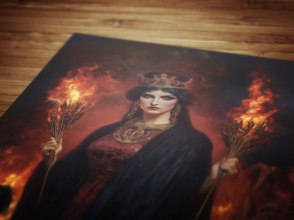 Hecate Greek Mythology Poster, Triple Moon Greek Goddess Print, Whimsigoth Decor Hekate Goddess Wall art, Witchy Dark Academia Print