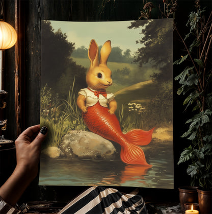 Bunny Mermaid Wall Art