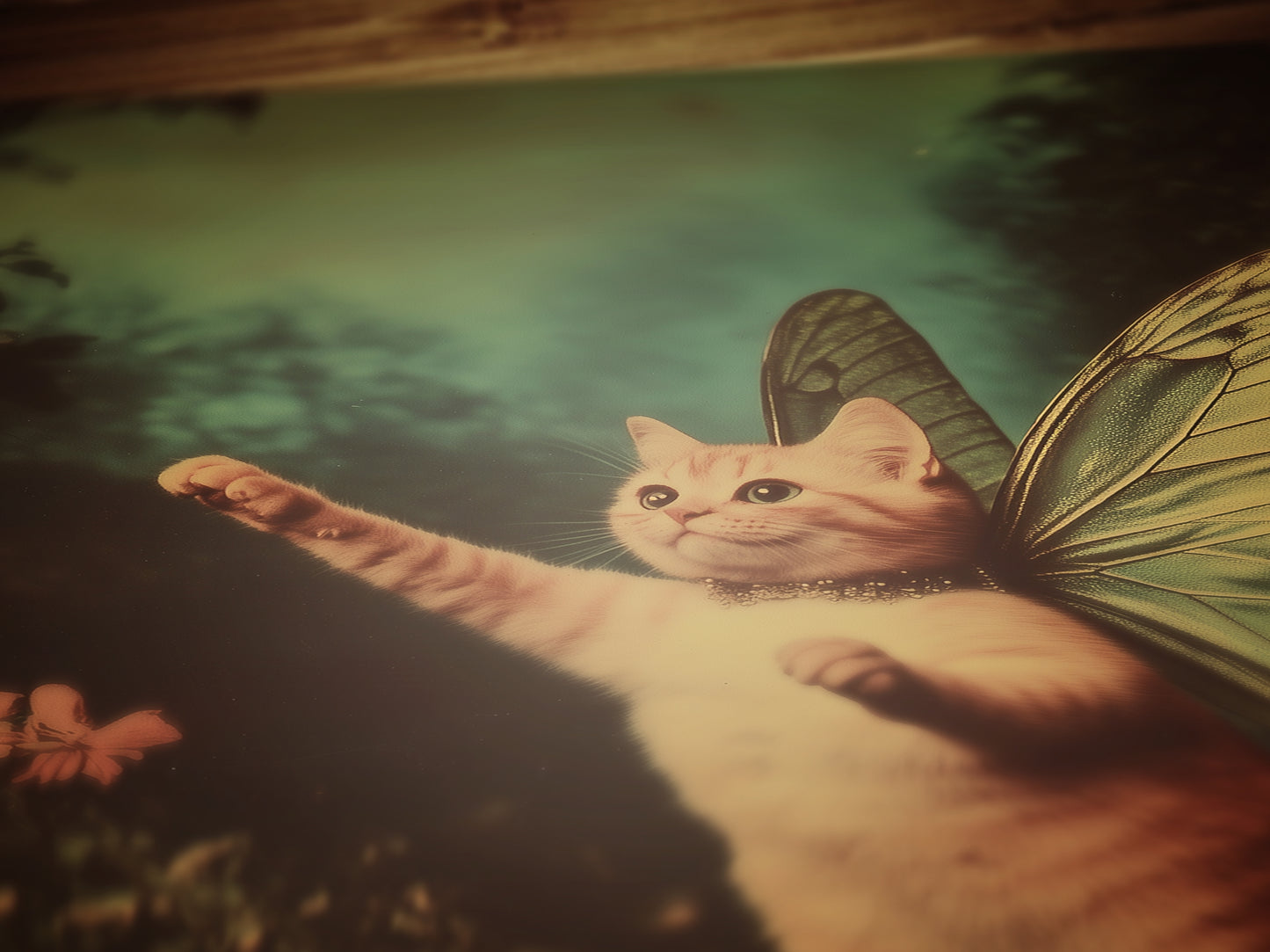 Whimsical Catterfly Wall Art Print, Vintage Orange Cat Butterfly Poster, Whimsigoth Decor, Funny Quirky Wall Decor, Cat Lovers Gift