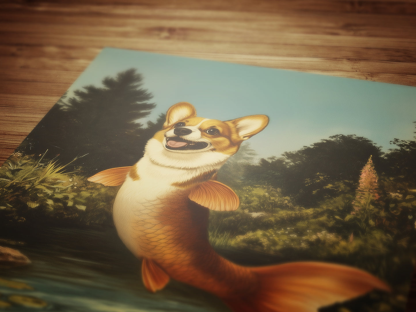 Funny Corgi Mermaid Wall Art Print