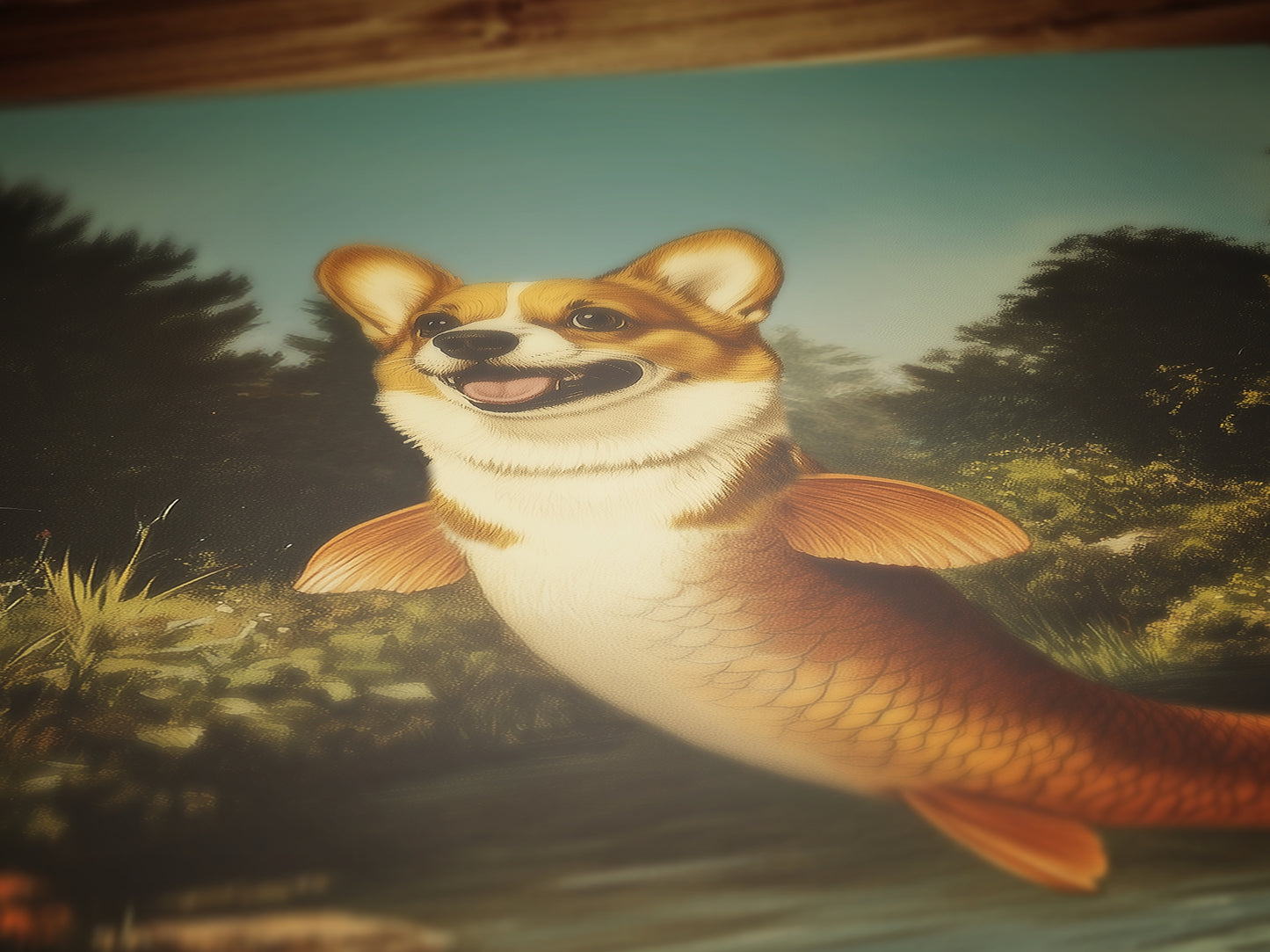 Funny Corgi Mermaid Wall Art Print