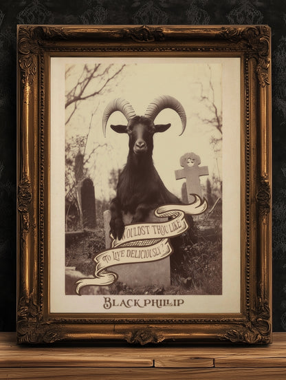 Black Phillip Wall Art, Black Goat Print, Occult Art, Dark Moody Prints, Cottagecore, Witchy Room Decor, Wiccan, Goth Art, Gothic Gift