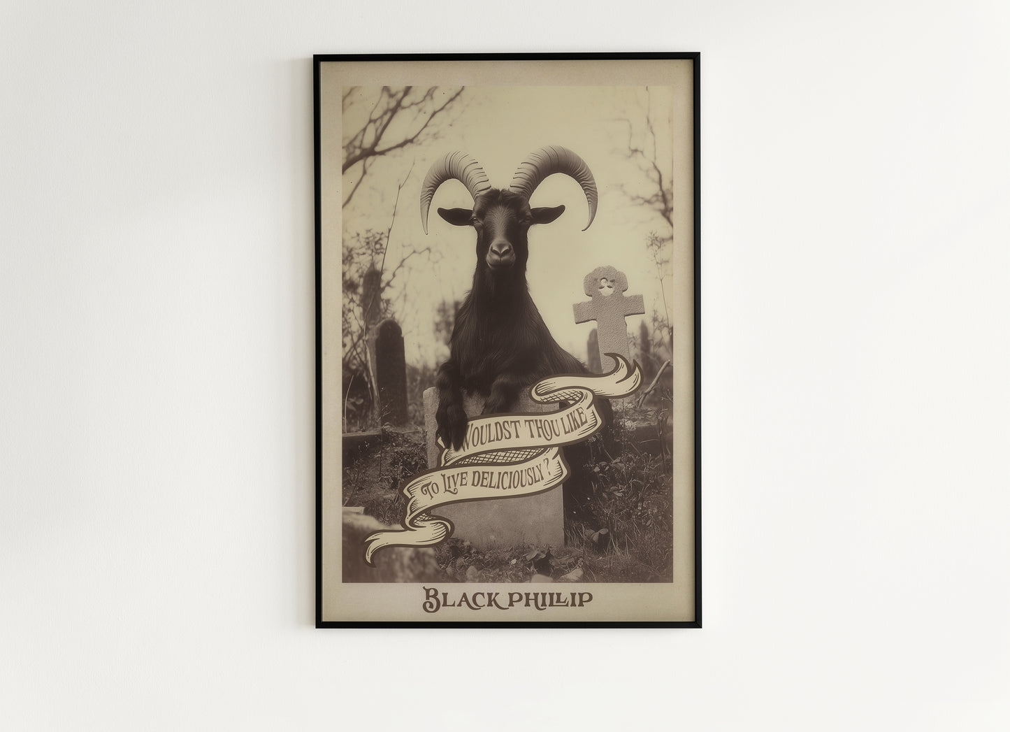 Black Phillip Wall Art, Black Goat Print, Occult Art, Dark Moody Prints, Cottagecore, Witchy Room Decor, Wiccan, Goth Art, Gothic Gift