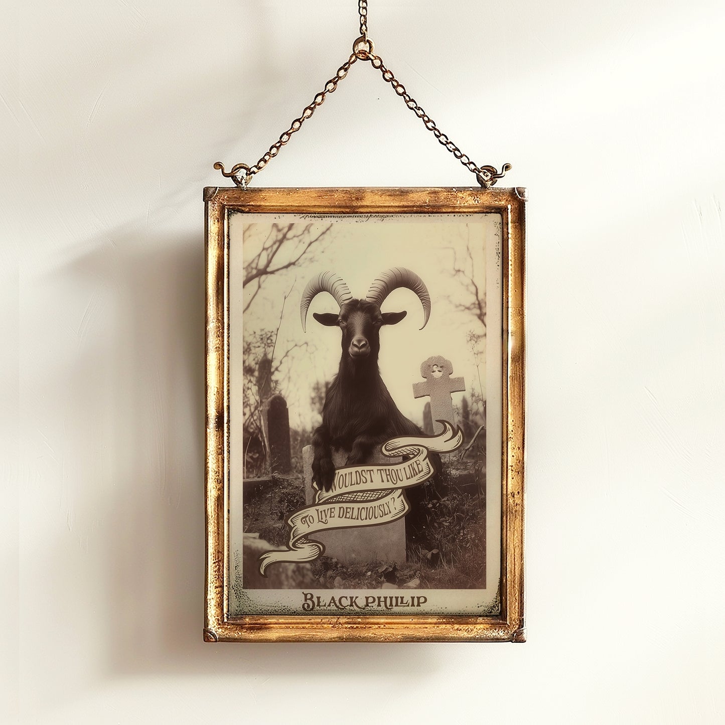 Black Phillip Wall Art, Black Goat Print, Occult Art, Dark Moody Prints, Cottagecore, Witchy Room Decor, Wiccan, Goth Art, Gothic Gift