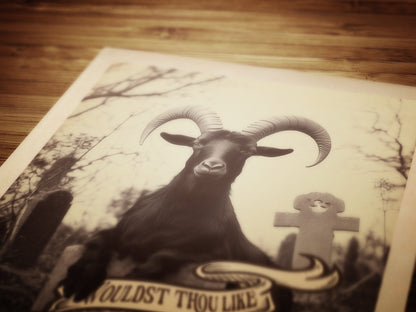 Black Phillip Wall Art, Black Goat Print, Occult Art, Dark Moody Prints, Cottagecore, Witchy Room Decor, Wiccan, Goth Art, Gothic Gift