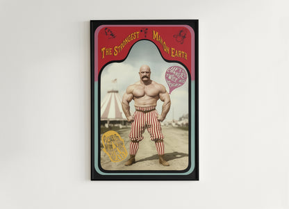 Vintage Circus Strongman, Victorian Circus Wall Art, Circus Sideshow, Freakshow, Oddities, Sideshow Print, Carnival Poster, Dark Academia