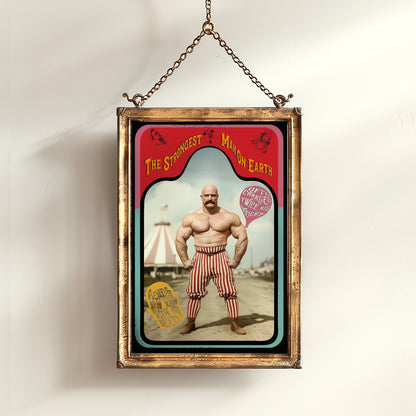 Vintage Circus Strongman, Victorian Circus Wall Art, Circus Sideshow, Freakshow, Oddities, Sideshow Print, Carnival Poster, Dark Academia