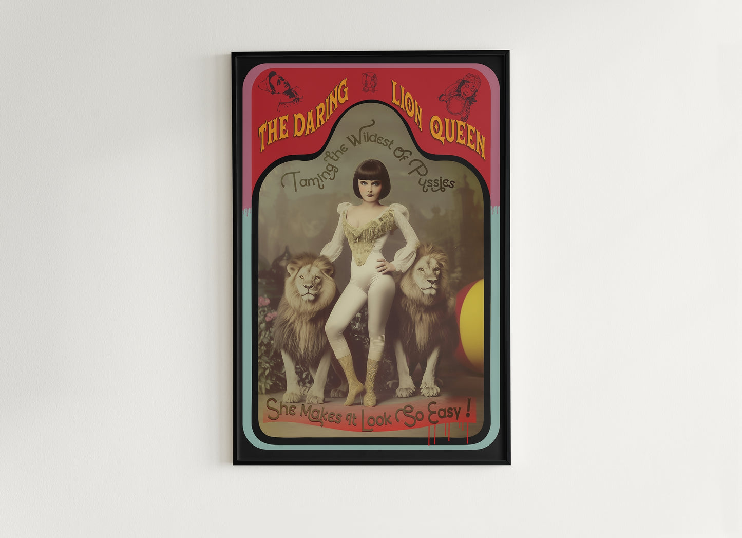 The Lion Tamer, Victorian Circus Wall Art, Circus Sideshow Cabinet Card, Freakshow, Oddities, Sideshow Print, Carnival Poster, Dark Academia