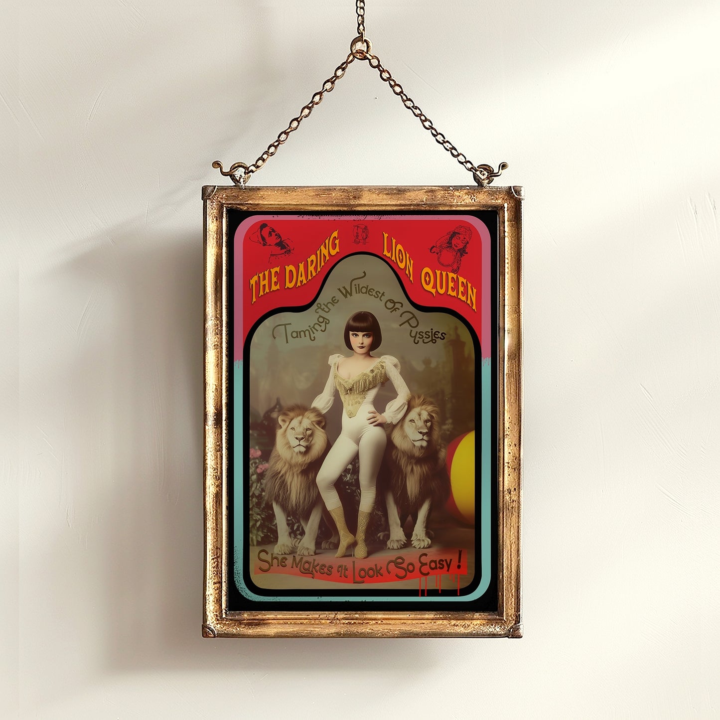 The Lion Tamer, Victorian Circus Wall Art, Circus Sideshow Cabinet Card, Freakshow, Oddities, Sideshow Print, Carnival Poster, Dark Academia