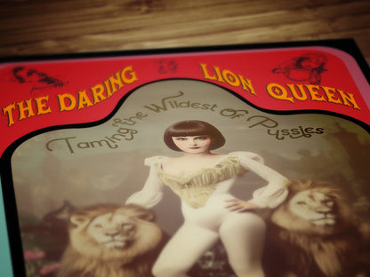 The Lion Tamer, Victorian Circus Wall Art, Circus Sideshow Cabinet Card, Freakshow, Oddities, Sideshow Print, Carnival Poster, Dark Academia