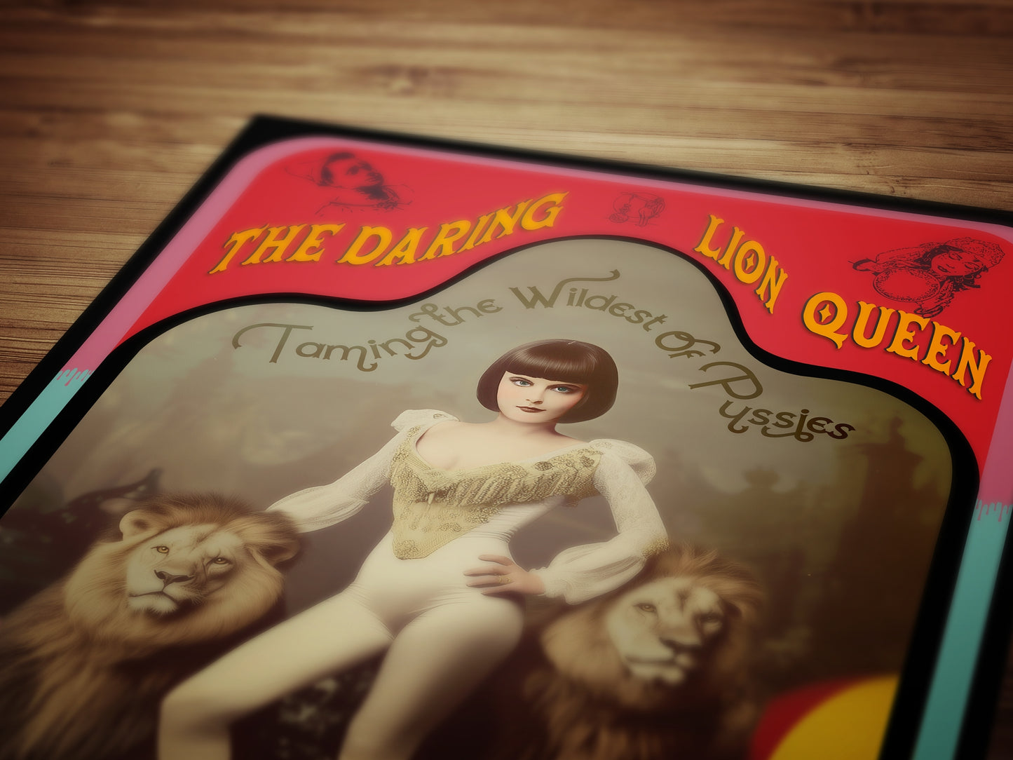 The Lion Tamer, Victorian Circus Wall Art, Circus Sideshow Cabinet Card, Freakshow, Oddities, Sideshow Print, Carnival Poster, Dark Academia